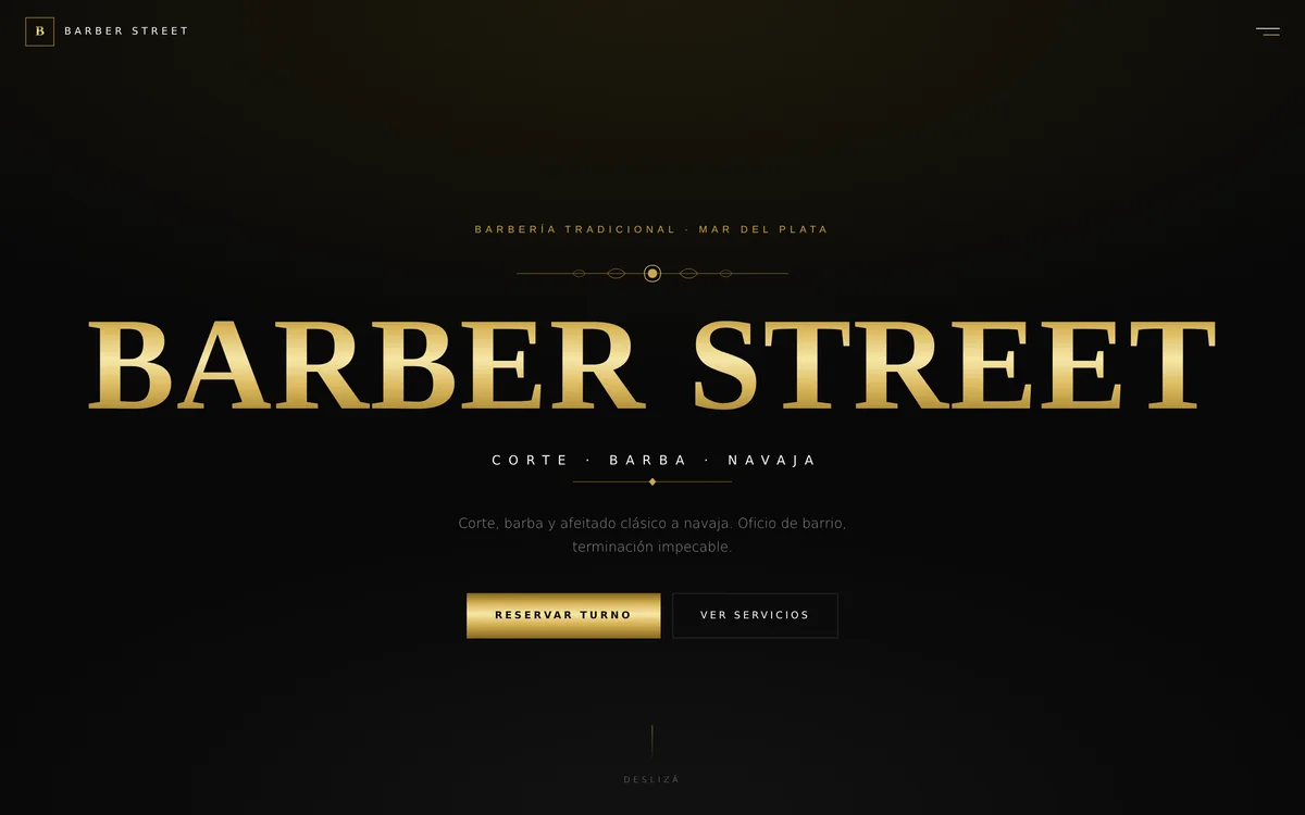 Demo de Barber Street, sitio para una barbería